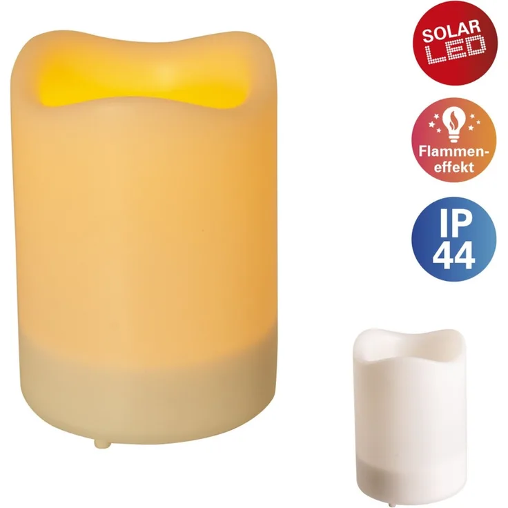 Näve LED-Kerze Solar mit Flammeneffekt 10 x 7,5 cm weiß