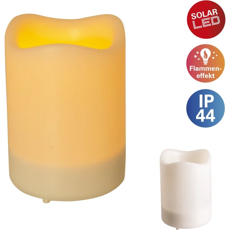 Näve LED-Kerze Solar mit Flammeneffekt 10 x 7,5 cm weiß – Bild 1