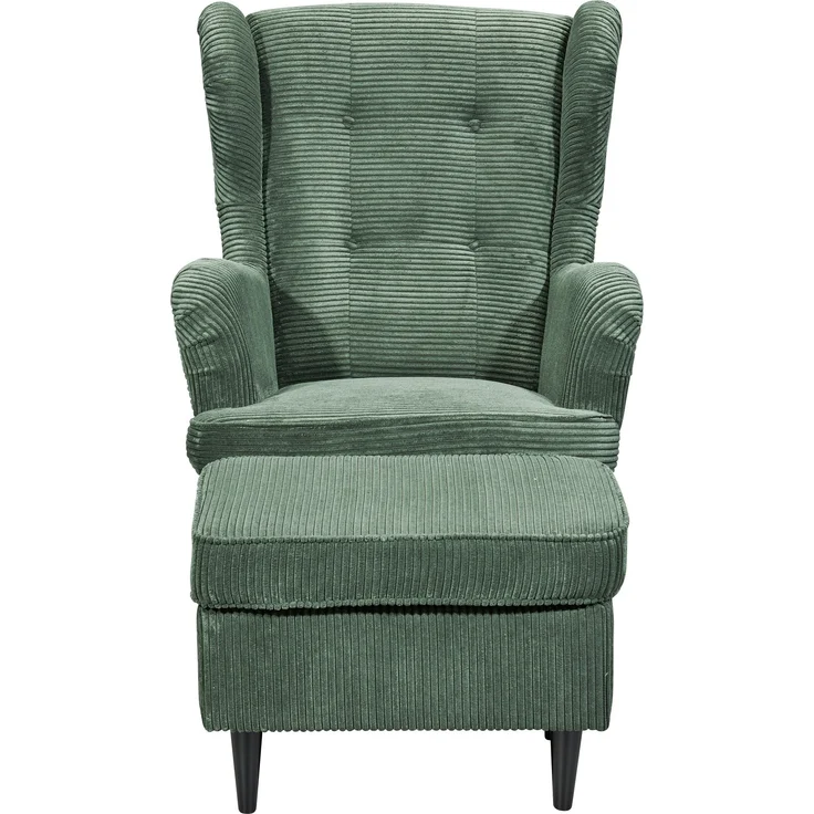 Ohrensessel >OSKAR< (Sessel und Hocker) in winter moss - 78x102x98 (BxHxT) – Bild 3
