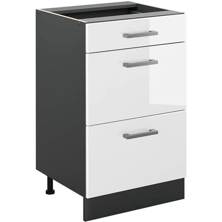 Vicco Unterschrank R-Line, Weiß Hochglanz/Anthrazit, 50 cm ohne Arbeitsplatte (1-St) – Bild 1