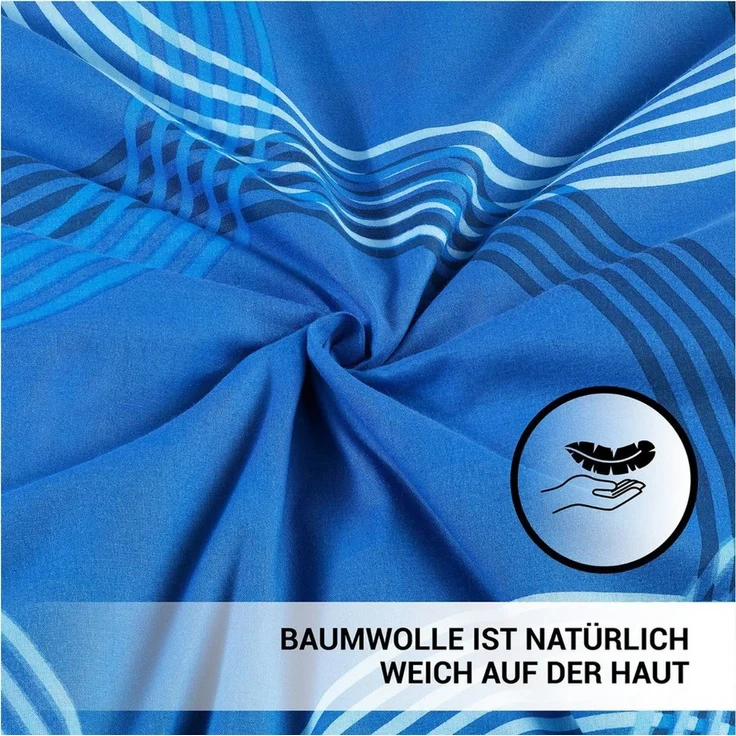 Malika Bettwäsche 135x200 + 80x80 cm atmungsaktiver Baummwoll Renforce Bettbezug, Renforce Baumwolle, 2 teilig, Für Allergiker geeignet, pflegeleicht, angenehm weicher Stoff – Bild 3
