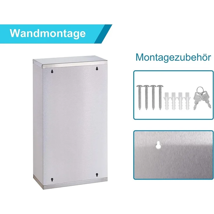 Zedelmaier Medizinschrank Abschließbarer Medizinschrank aus Edelstahl,Medikamentenschrank (YX3001) Magnetverschluss, Kindersicher, abschließbar mit 2 Enden – Bild 2