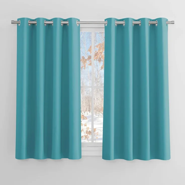 PONY DANCE Verdunkelungsvorhang Kinderzimmer Ösenschal 2er Set Wärmeisolierende Vorhänge Kurz Blickdicht Thermogardinen Hitzeschutz, H 137 x B 117 cm, Hellblau