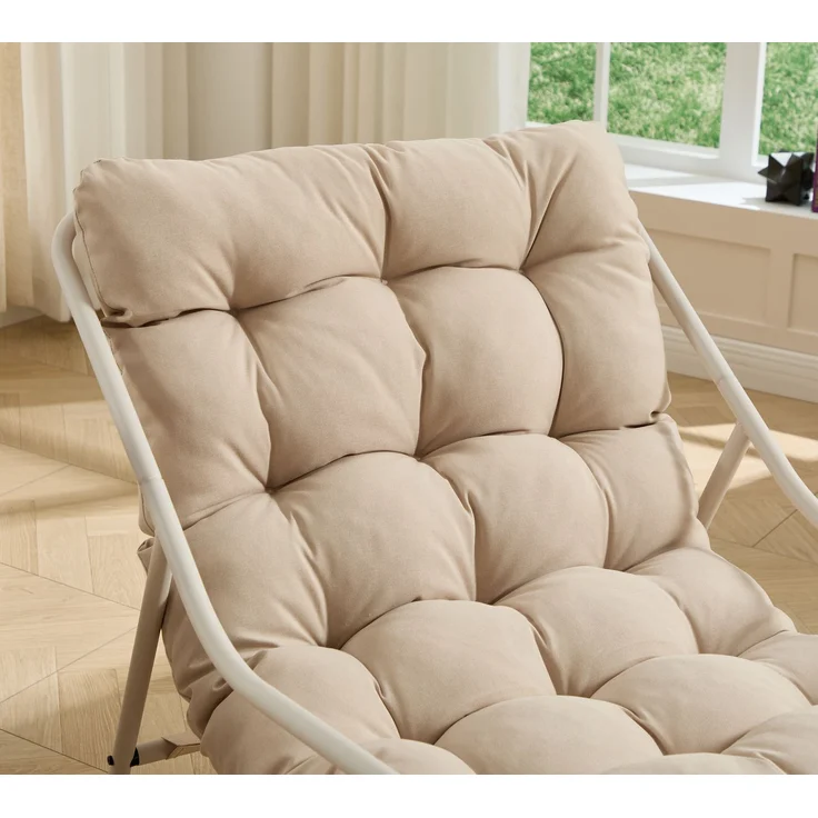LVHOM Schaukelstuhl mit Fußstütze, Relaxsessel mit gepolstertem Kissen, ergonomischer Schaukelsessel, bis 130kg, Loungesessel für Balkon, Garten & Wohnzimmer – Bild 8