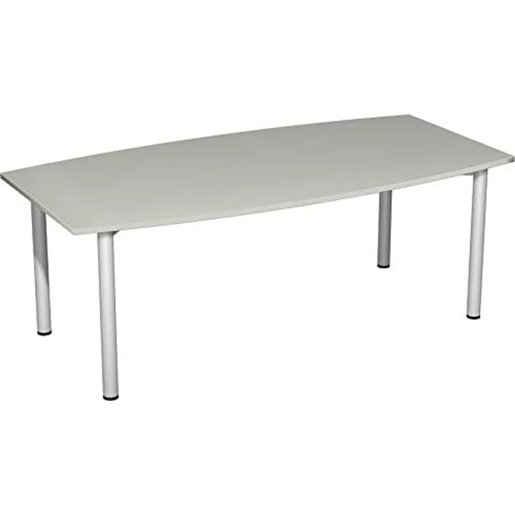 Konferenztisch Rundfuß, Faßform, 200x80-1200cm, Lichtgrau Silber