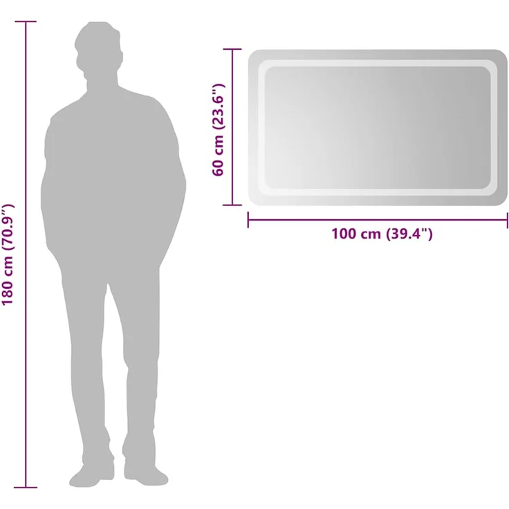 LED-Badspiegel, Wandspiegel 100x60 cm – Bild 6