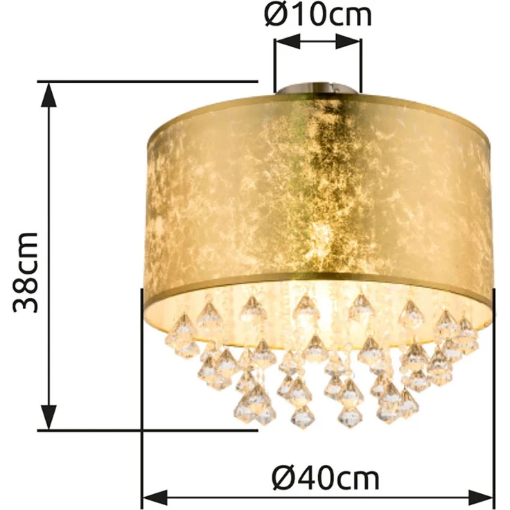 LED Deckenleuchte, Textil, Blattgold Design, 40 cm – Bild 10