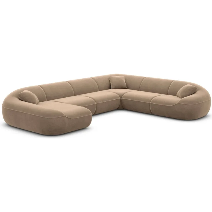 Polster Wohnlandschaft Solmare XXL U-Form - Samtstoff - Braun - Links – Bild 1