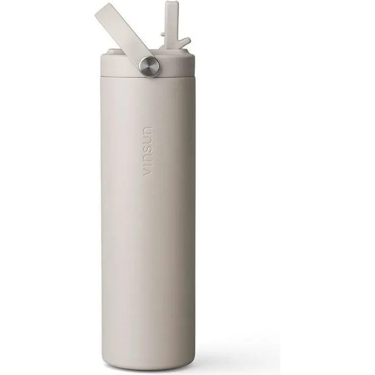 Vinsun Isolierflasche Thermoflasche 750ml mit Strohhalm - Sport Trinkflasche mit Tragegriff, Auslaufsicher, doppelwandig isoliert, geruchs- und geschmacksneutral