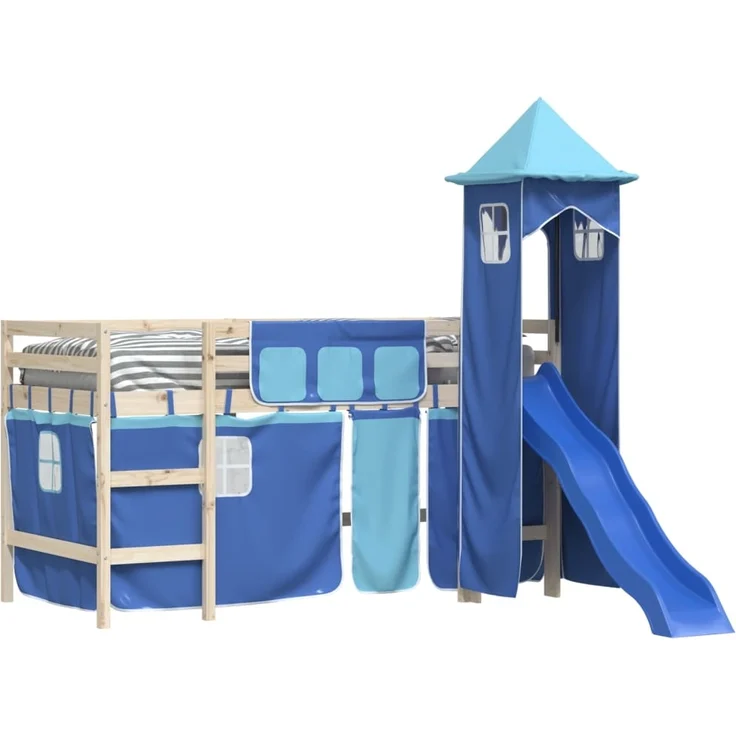 vidaXL Vorhänge für Hochbett mit Turm Blau Polyester 835923 – Bild 3