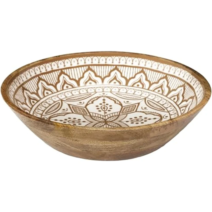 HOME DECO FACTORY, KA0570, Dune Mango Wood Terracotta Salad Bowl, Elegant and Modern Design, Ideal for Salads and Dishes, Easy Maintenance, Size 33 cm, Colors White, Brown, Orange – Bild 1