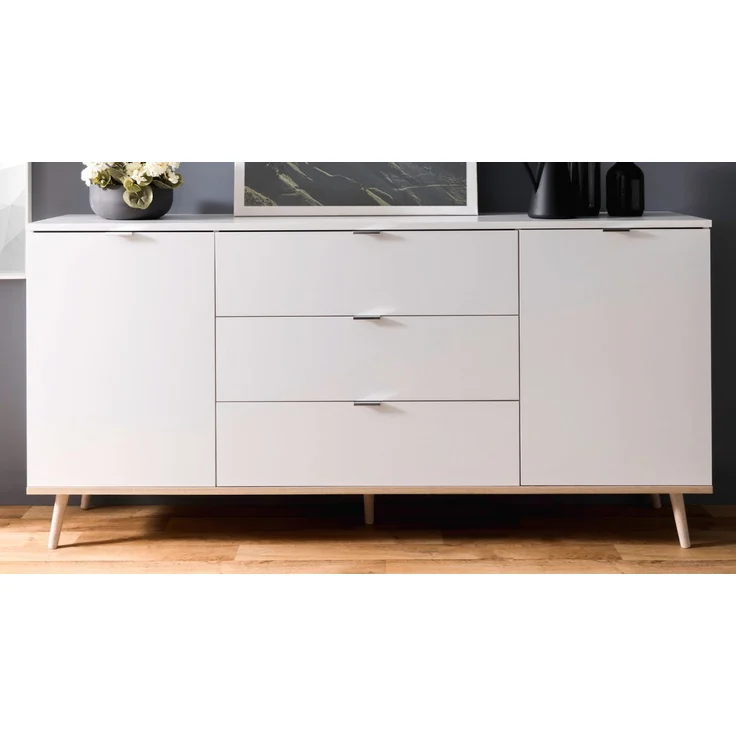 Sideboard Lundby weiß und Eiche massiv 180 cm – Bild 2