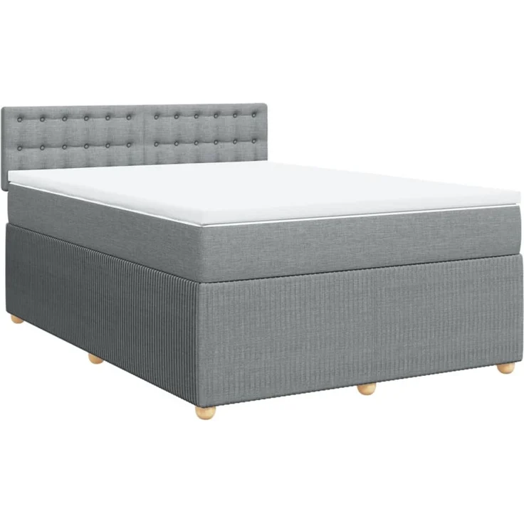 vidaXL Boxspringbett mit Matratze Hellgrau 140x200 cm Stoff 3287493 – Bild 2