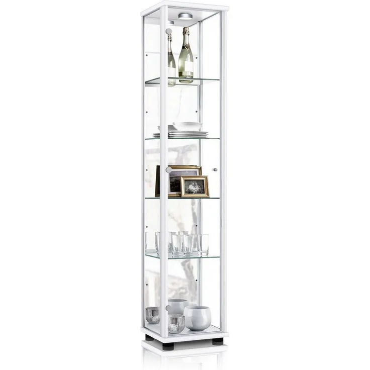 K-Möbel Glasvitrine C1016 (Glasvitrine (176x37x33 cm) mit 1 Glastür) Glasvitrine stehend