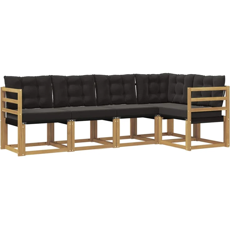 vidaXL Outdoor-Sofagarnitur mit Kissen 5 pcs Weiß und Schwarz 3389466 – Bild 2