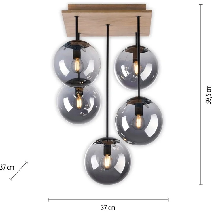 JUST LIGHT 11395-79 Green Widow LED Deckenleuchte 5-flammig Holz rauchfarben – Bild 6