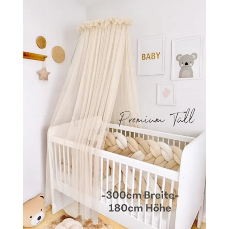 Baby Fancyroom Betthimmel Baby Fancyroom Betthimmel für Babybett Gitterbett 300x180cm Tüll, Handgefertigt, aus feinem Premium Tüll – Bild 4