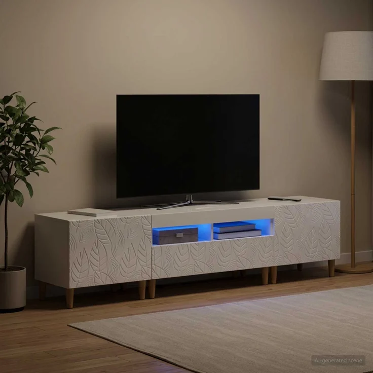 vidaXL 3-teiliges LED TV Regal DELFT Hochglanz Weiß Holzwerkstoff 3416763 – Bild 1