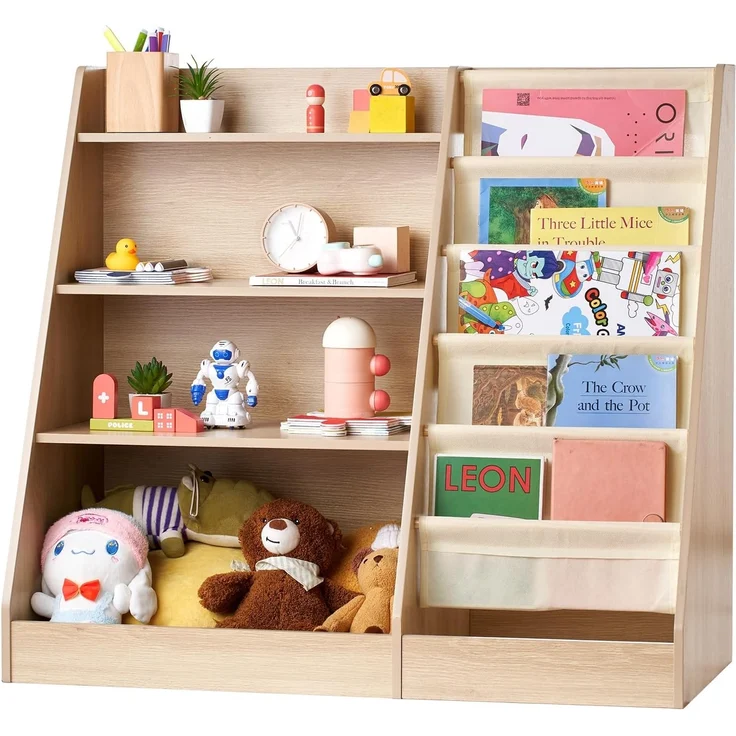 VEVOR 4-stöckiges Bücherregal aus Holz für Kinder, Sechsstöckiges Bücherregal, Baby-Aufbewahrungsregal, Bücher- und Spielzeug-Organizer-Schrank, für Kinderzimmer, Spielzimmer, Kindergarten – Bild 1