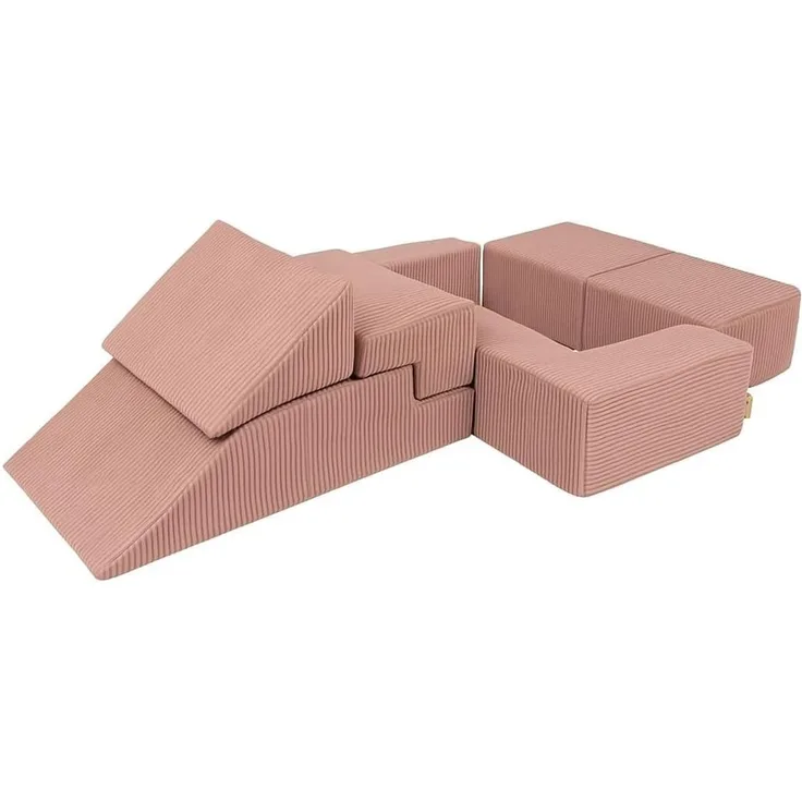 MEOWBABY Modulares Sofa für Kinder - Weiche Schaumstoffbausteine zum Spielen, Velvet, Rosa