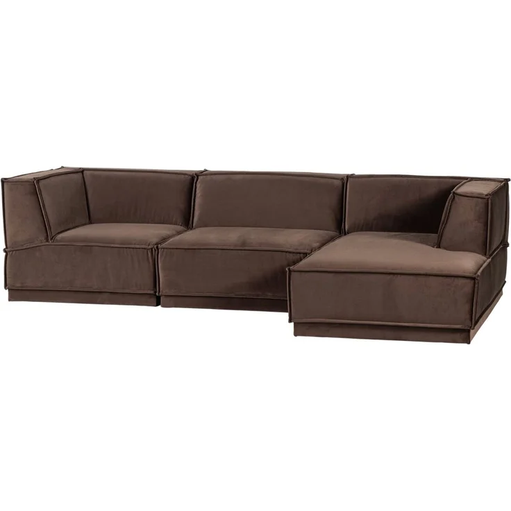 Ecksofa Chaiselongue Manu - Samt Braun, Rechts – Bild 4