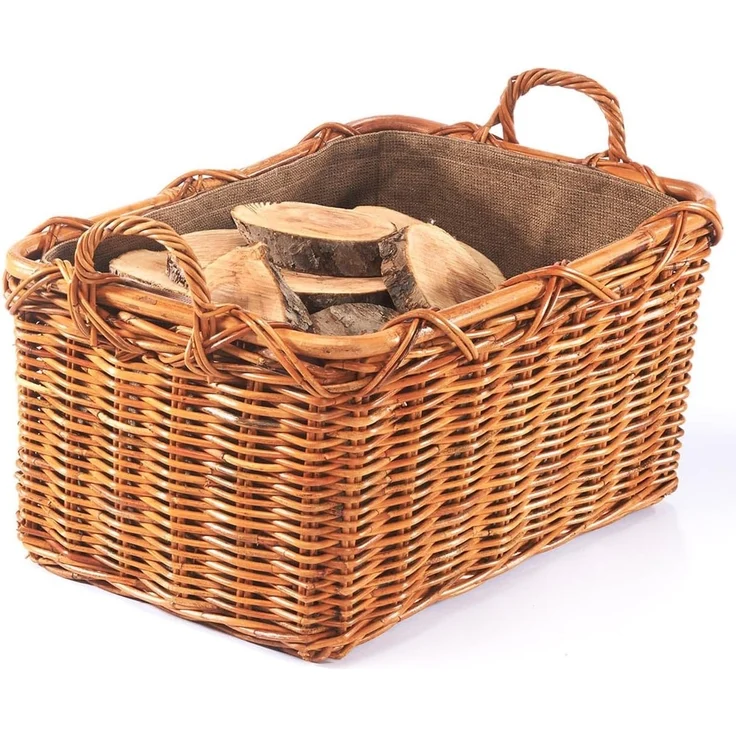 Kobolo Kaminholzkorb Holzkorb Rattan lacak mit abnehmbarem Leinenstoff