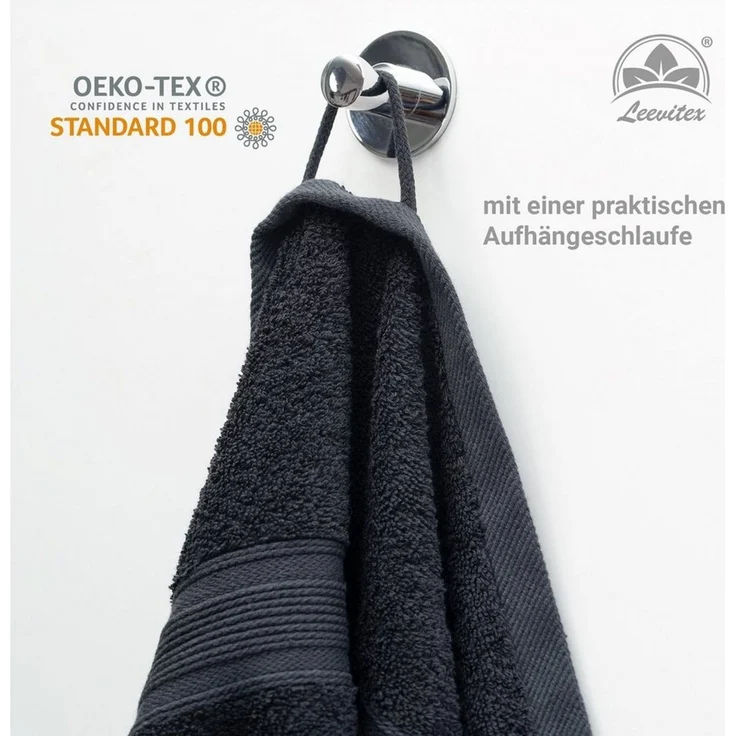 leevitex® Saunatuch Frottee XXL, (2-St), 80 x 200 cm, extra groß & saugfähig, Schwarz – Bild 2