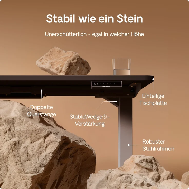 Desktronic HomePro Elektrisch höhenverstellbarer Schreibtisch 160x80cm Grau/Schwarz mit Memory-Funktion, Anti-Kollisions Technologie, USB-A und USB-C-Ladeanschlüssen – Bild 4