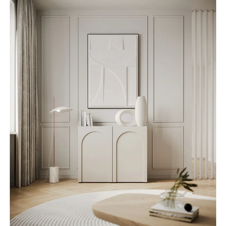 Selsey 'Arkadia' Sideboard mit 2 Türen und Bogenausschnitt, Kaschmirgrau, 100 cm – Bild 2