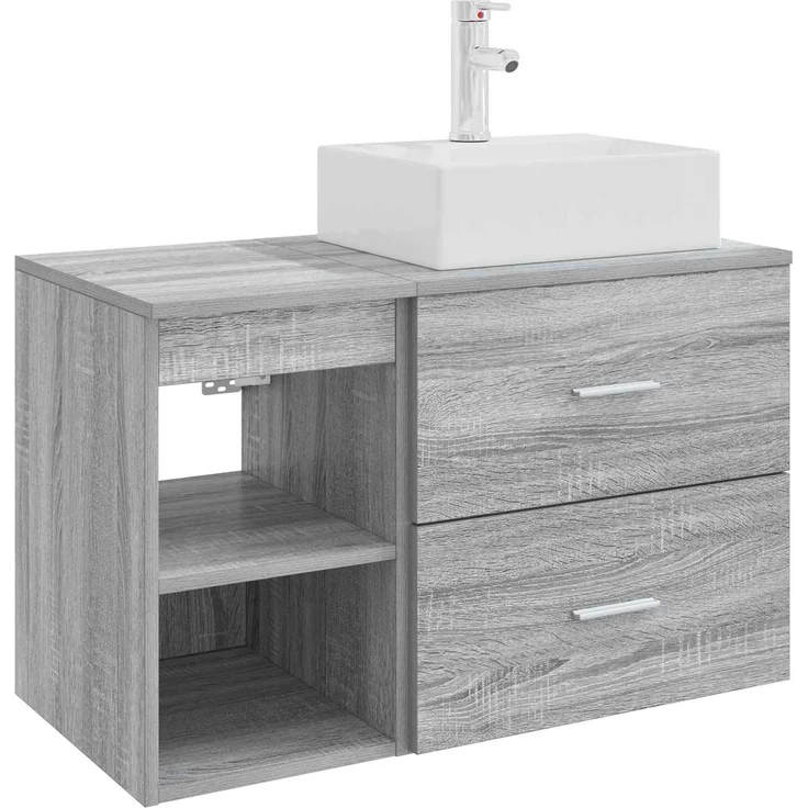 vidaXL Badezimmerschrank-Set 2 stk. Grau Sonoma 79,5 x 41 x 79,5 cm 3403893 – Bild 2