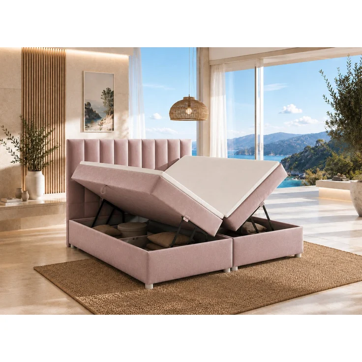 Best for Home Boxspringbett Trinity K-10, Doppelbett mit Stauraum, 7-Zonen-Bonnellfederkernmatratze, zwei Bettkästen, Komfort Topper, verschiedene Größen wählbar