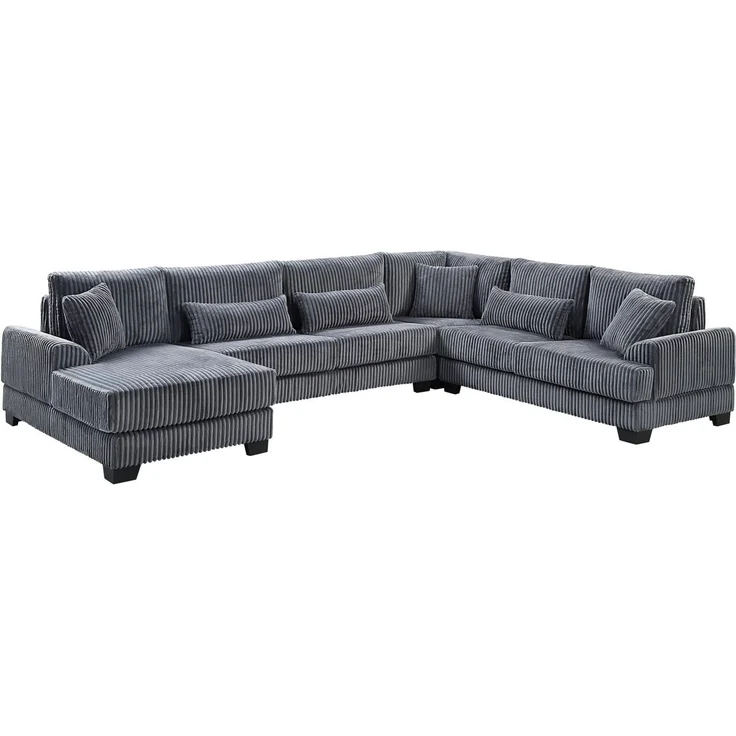 ATLANTIC home collection Wohnlandschaft Miron, U-Form, Breite: 332cm, weicher XXL-Cordbezug, inklusive 6 Zierkissen – Bild 2