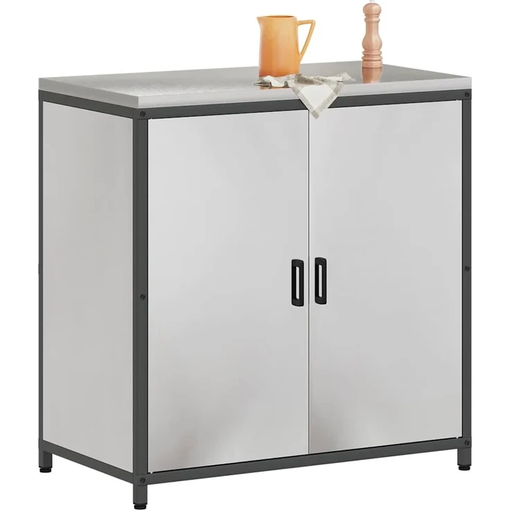 vidaXL Küchenaufbewahrung mit Regal Silber 60 x 50 x 92 cm Stahl 874986 – Bild 2