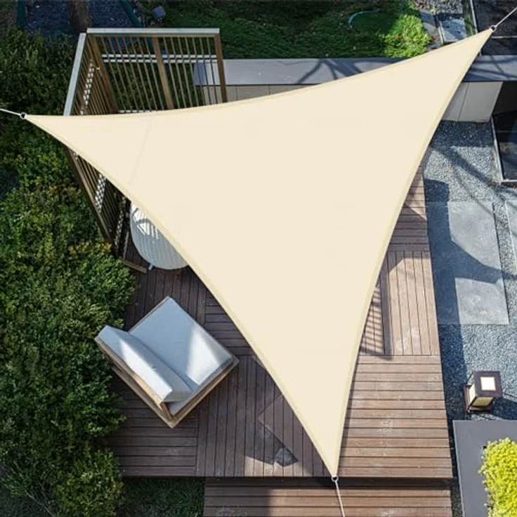 SUNNY GUARD Sonnensegel Wasserdicht 3.6x3.6x3.6m Dreieckig Sonnenschutz Wetterschutz Segel Baldachin UV Schutz für Balkon Terrasse Garten, Helles Khaki – Bild 1