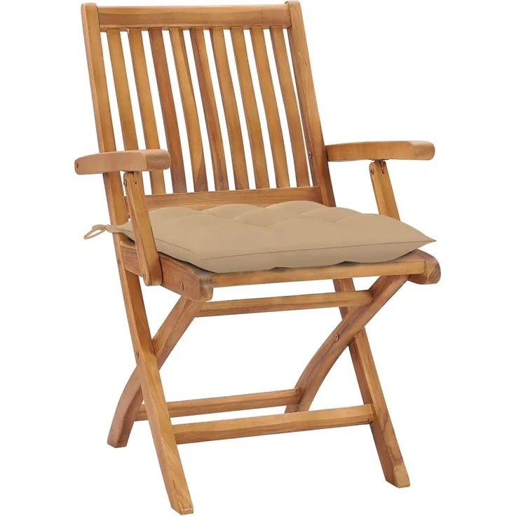 vidaXL Klappbare Gartenstühle mit Kissen 8 Stk. Massivholz Teak 3072795