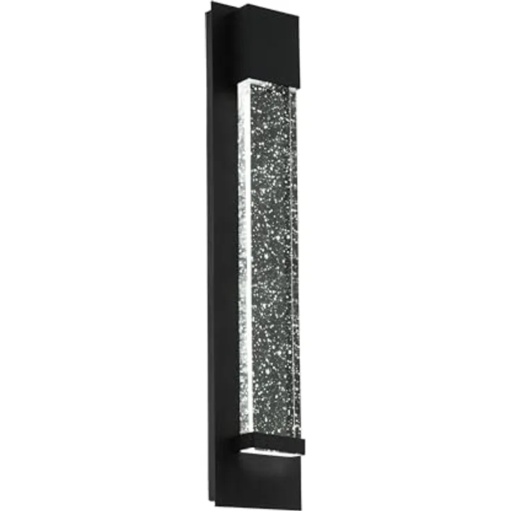 EGLO LED Außen-Wandlampe Villagrazia, 2-flammige Alu- und Glasleuchte, Schwarz, klar mit Lufteinschlüssen, 40 cm, IP44, warmweißes Licht