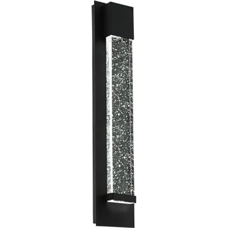 EGLO LED Außen-Wandlampe Villagrazia, 2-flammige Alu- und Glasleuchte, Schwarz, klar mit Lufteinschlüssen, 40 cm, IP44, warmweißes Licht – Bild 1