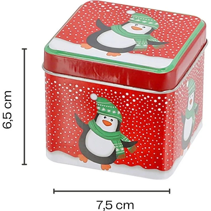 Annastore Vorratsdose 4-tlg. Set kleine Metalldosen Blechdose Pralinendose Geldgeschenk, 7,5 x 6,5 cm, Weihnachtlichen Motiven – Bild 2