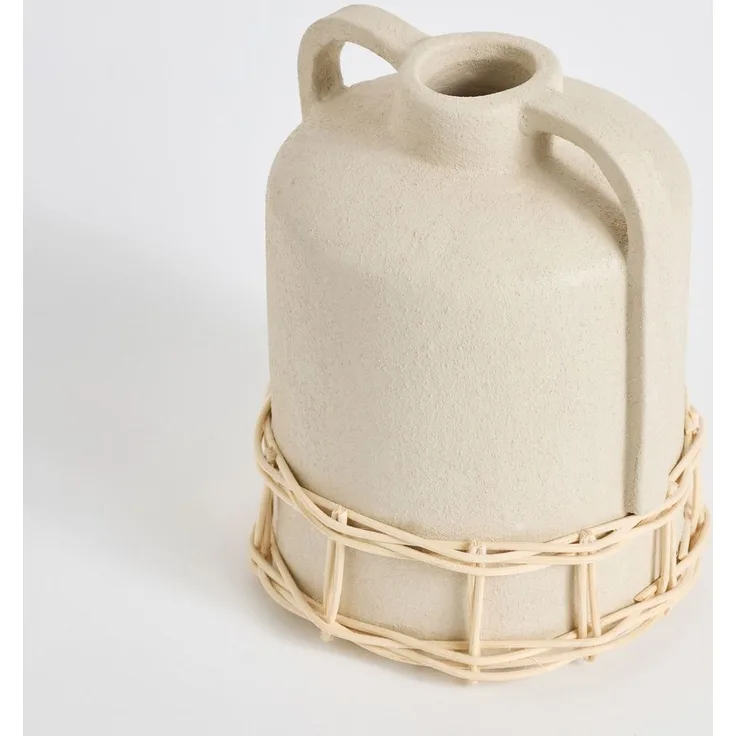 Evila Originals 'Handle Terracota' Vase, Creme, 14 x 14 x 19 cm