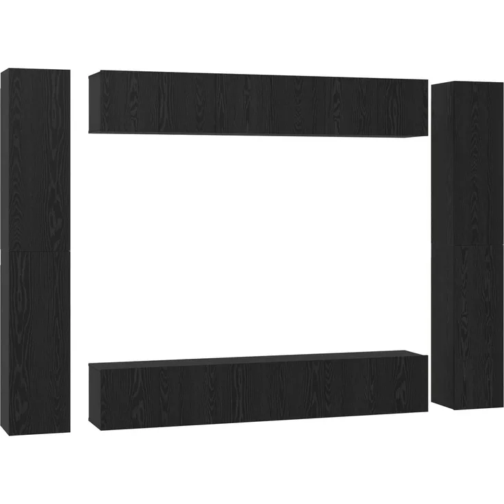 vidaXL TV-Schrankset 10 pcs Schwarz Eichen-Optik Holzwerkstoff 3393151