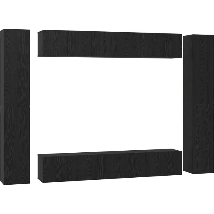 vidaXL TV-Schrankset 10 pcs Schwarz Eichen-Optik Holzwerkstoff 3393151 – Bild 1