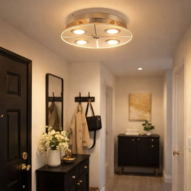 LED Deckenleuchte, Chrom, Glas satiniert, D 30 cm – Bild 3