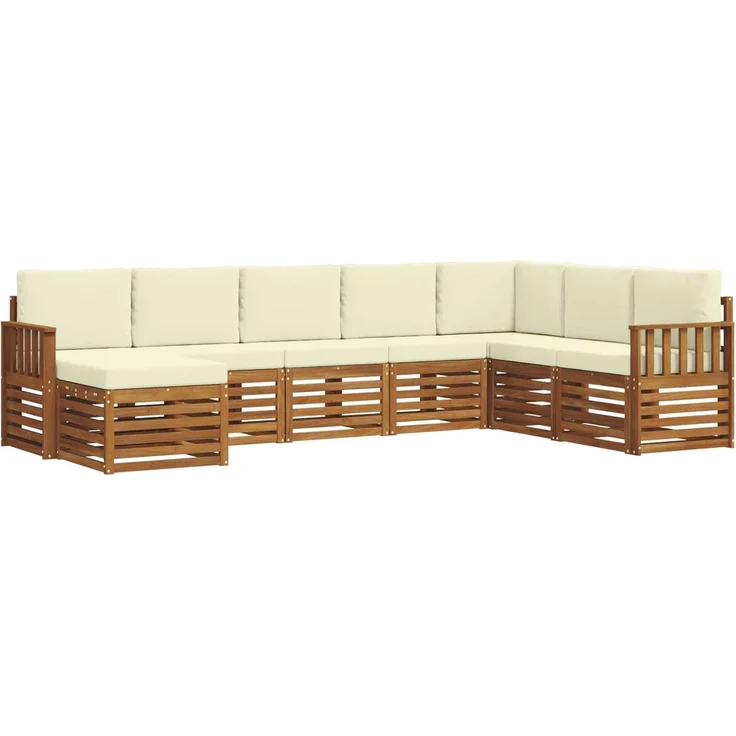 vidaXL Outdoor-Sofagarnitur 8 stk. 8-Sitzer Natur und Creme 3375280 – Bild 2