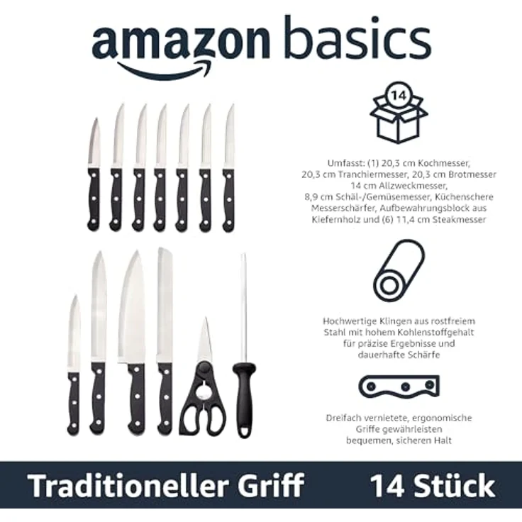 AmazonBasics Messerblock, 14-teiliges Set – Bild 3