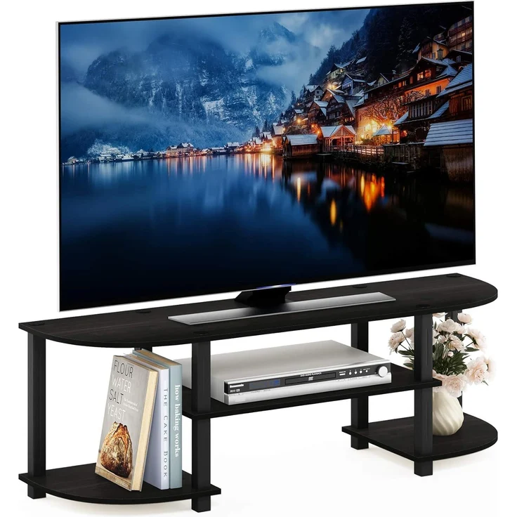 Furinno TV-Regal mit 4 Ablageflächen, holz, Espresso/Schwarz, 34. 04x34. 04x40. 39 cm