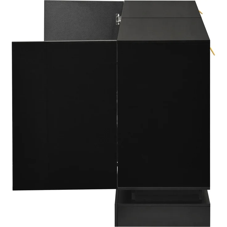 ZUBALIYA Sideboard 140x40x80 cm, mit LED-Beleuchtung, Hochglanz, mit 2 Türen, aus Spanplatte, Schwarz – Bild 24