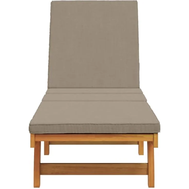 vidaXL Sonnenliege mit Rädern und Kissen, verstellbar, massiv Holz aus Akazie, taupe – Bild 5