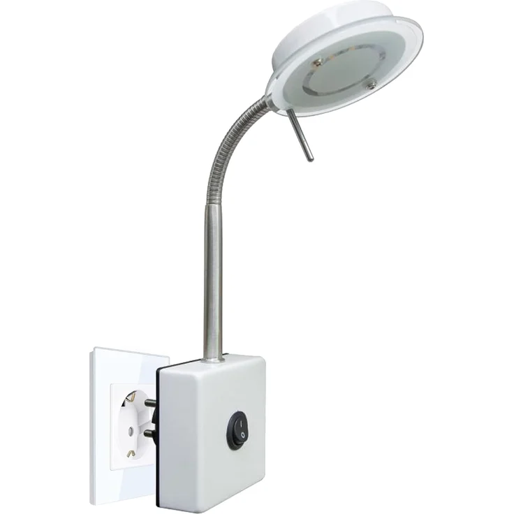 TRANGO LED Steckdosenleuchte, 2604 LED Steckerleuchte, Wandleuchte, Leselampe, Küchenlampe, Nachtlicht in Weiß matt inkl. 5 Watt LED Modul warmweiß 3000K Leuchtmittel, Wandlampe, Küchenlampe – Bild 4