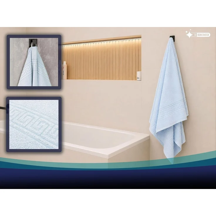 ZOLLNER 5er Set Duschtücher, 80% Baumwolle, 20% Polyester, 70x140 cm, blau – Bild 5