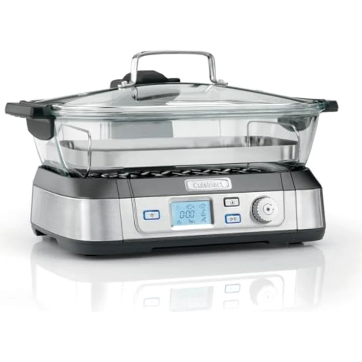 Cuisinart STM1000E Dampfgarer aus Glas, mit vorinstallierten Programmen, Warmhaltefunktion, Silber/Schwarz, Edelstahl – Bild 1